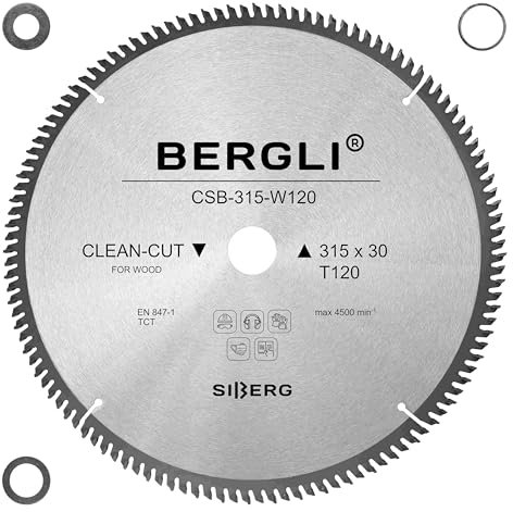 TCT Lame de scie circulaire pour bois, 315 x 30 mm, 120 dents, avec bagues de réduction