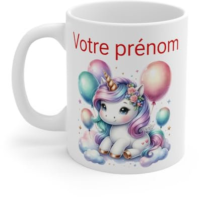 Mug Licorne Personnalisable avec Prénom - Cadeau Fantaisie et Humoristique