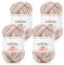 Aeelike 200g(4x50g) Wolle zum Häkeln Farbverlauf, 5Ply Baumwolle zum Stricken, Cotton Yarn Strickwolle Set für Anfänger, Erfahrene Häkeler, Khaki