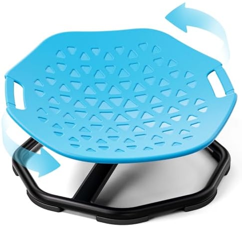 KidBloom Sedia Girevole Bambini Sensoriale con Maniglie, Giochi Sensoriali Autismo, Sedia Girevole con Base Antiscivolo e Rotazione a 360° (Blu)