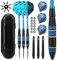 Teokantz Dartpfeile mit Metallspitze, Dartpfeile Profi Steel Darts with Metal Tip 23 g, Steel-Dartpfeile Set, 3 Steel Schaft mit 3 Extra Flights