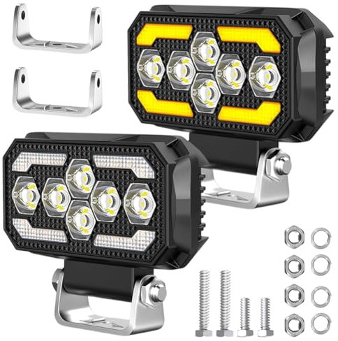 Fouvin 2 Stück LED Arbeitsscheinwerfer 168W 9-60V 18000 Lumen 5 Zoll led Scheinwerfer, IP68 Wasserdicht Arbeitsscheinwer für Trecker Bagger SUV, UTV, ATV, Schlepper, Lkw,Geländewagen,Motorräder