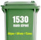 Lot de 4 Autocollants Personnalisés pour Poubelles – Numéro de Maison & Nom de Rue – Étiquettes sur Mesure pour Bacs à Déchets