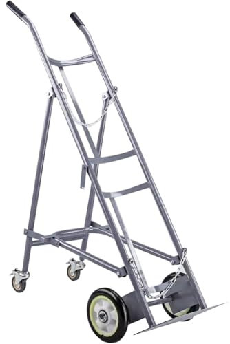 PA-DABAOO Cartero De Tanque De Oxígeno Dolly Con Manijas, Carrito De Oxígeno De Oxígeno Enrollable Portátil, Botella De Oxígeno Plegable Dolly, Con Ruedas,Gris