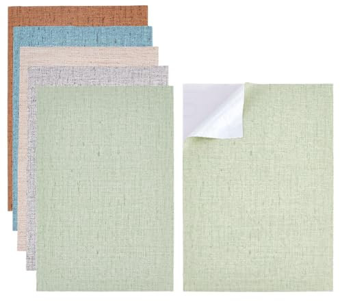 GOMAKERER 10 Sheets Dollhouse Wallpaper, 5 Colors Self Adhesive Textured Stickers Waterproof Floorboard Sticker Gloss Card Sheet for Model and DIY Decor, 8x11.8 inch