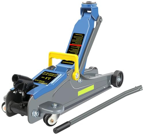LARBANKE Floor Jack,2.5 Ton Capacity Hydraulic Floor Jack with Portable Handle and Reflective Tape,Low Profile Jack with Single Piston Quick Lift Pump,Lifting from 85mm to 385mm,Blue
