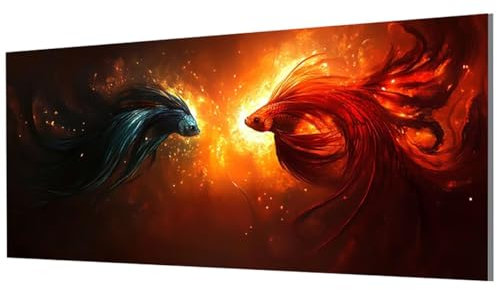 Fisch Malen Nach Zahlen Erwachsene Groß XXL 90x180cm, Malen Nach Zahlen Tier DIY Farbe Acrylfarbe ölgemälde Set mit Pinseln für Zimmer Deko Wand Aesthetic, Geschenke für Frauen, Rahmenlos Model-1381