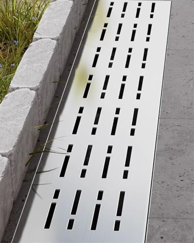 XRPOUXMTE Rillenentwässerungsset aus Edelstahl für Terrassen, Badezimmer, Garagen, Metallentwässerungssystem mit Verteiler, Größen 3,5 x 3 cm und 15 x 5 cm