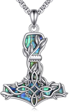 CUPENDA Collier marteau de Thor en argent sterling 925 avec pendentif nœud de sorcière Mjölnir, nœud celtique, bijou viking pour homme et femme