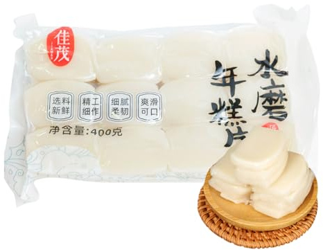 BaiLiSnacky Gâteau De Riz Naturel 400g Bâtonnets De Riz Gâteau De Riz Nouilles De Riz Pour Par Exemple Plats Asiatiques Fondue Gâteau De Riz Frit Chinois (tranches de gâteau de riz)
