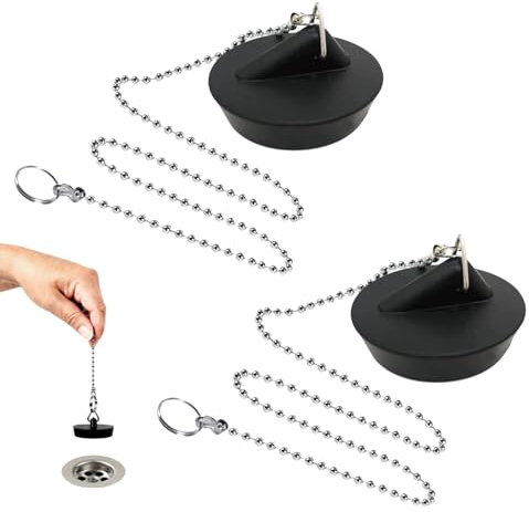 Abflussstopfen,2 Pack Spüle Abfluss Stöpsel,Waschbeckenstöpsel,Gummi Stöpsel für Spülbecken mit 35 cm Stöpsel Kette,Badewannenstöpsel Gummi für Waschbecken Spülbecken Küchenspüle