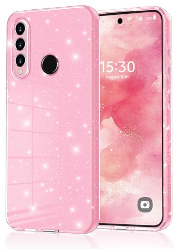 Eherui Handyhülle für Huawei P30 Lite Glitzer, Silikon TPU Anti-Fingerabdruck Hülle,Stoßfeste Schutz Case Dünn Kratzfest und Absturzsicherung Schutzhülle für Huawei P30 Lite,Rosa