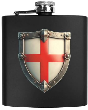 Azeeda 'England Flag in Shield' Pocket Hip Flask - 6oz (HP00040836) | 170ml Stainless Steel Drinks Flask for Travel, Weddings and Gifts