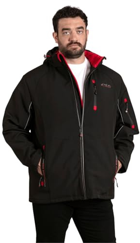 D555 FRETWELL Padded Soft Shell Jacket For Men With Detachable Hood in Black, 2XL-8XL