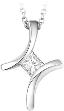Bishilin Kette Anhänger 585 Weißgold, Damen Halskette Anhänger mit Diamant 0.15ct Frauen Kette Weißgold 45CM für Braut Hochzeit