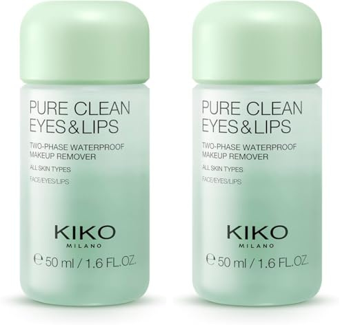 KIKO Milano Pure Clean Eyes&Lips Mini, Zweiphasen-Make-Up-Entferner Für Augen Und Lippen Im Mini-Format (Packung mit 2)