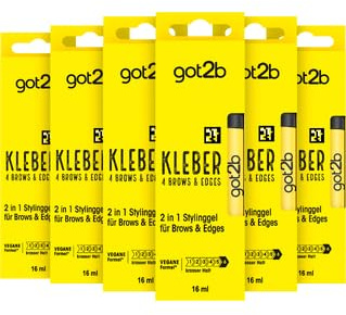 got2b Kleber 4 Brows & Edges (6x 16 ml), 2in1 Brow Gel & Haar Mascara für bis zu 24 h Halt, Stylinggel mit praktischer Eyebrow Brush zum Stylen von Haarkonturen & Edges