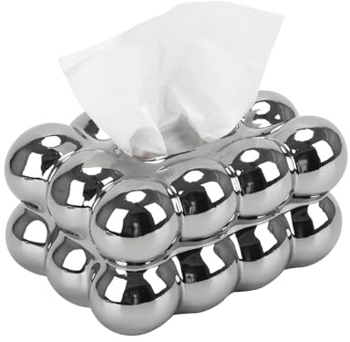 Tuchbox Keramik Tissue Box – Moderne Bubble Design für Zuhause, Lasersilber