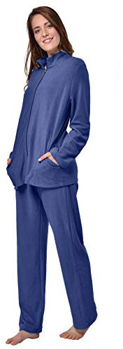 RAIKOU Tuta Casa Donna in Pile Tuta per Tempo Libero da Donna Tuta da Ginnastica Donna Tute Donna per Jogging Training Sportiva Casual Pigiama (40-42,Blu Marino)