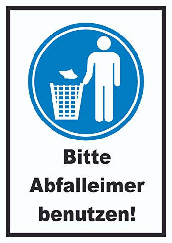 HB-Druck Bitte Abfalleimer benutzen Schild A5 Rückseite selbstklebend