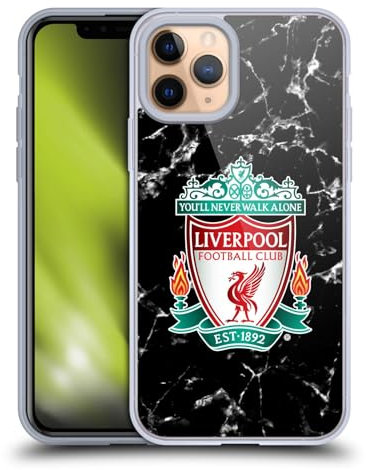 Head Case Designs Officially Licensed Liverpool Football Club Black Crest Marble Soft Gel Case Compatible With Apple iPhone 11 Pro