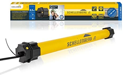 Schellenberg 21220 Rolladenmotor mit Funk neue Generation, 20 Nm, bis 8,5 m² Fläche, Funk Endlageneinstellung, für 60 mm Welle, 868,4 MHz Frequenz