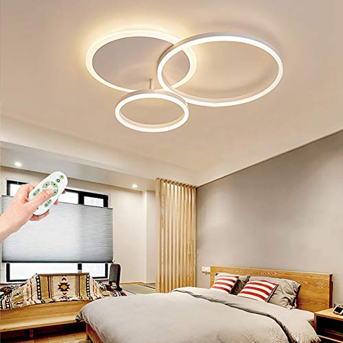 LED Dimmbare Deckenleuchte Moderne Wohnzimmer Lampe Ring Design Deckenlampe Mit Fernbedienung Metall Acryl Deckenleuchte Beleuchtung Schlafzimmer Küche Esszimmer Badezimmer Deckenspot,Weiß,3 Turns