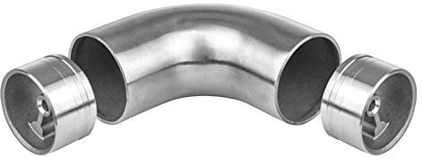 Cosch Edelstahl Rundbogen 90° inkl. 2 Adapter für Holzhandlauf Ø 42,4 mm Edelstahl V2A (AISI 304) geschliffen K240
