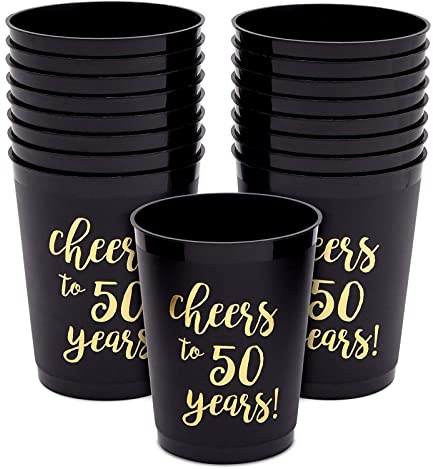 Lot de 16 gobelets pour fête d'anniversaire 50 ans 473 ml