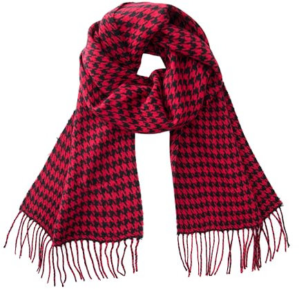 CALVIN & OLIVIA Ultraweicher Winterschal mit Kaschmir-Gefühl, warm, lang, Unisex, Winterschal, perfektes Urlaubsgeschenk für Damen und Herren, Schwarz-rotes Hahnentrittmuster, Standard