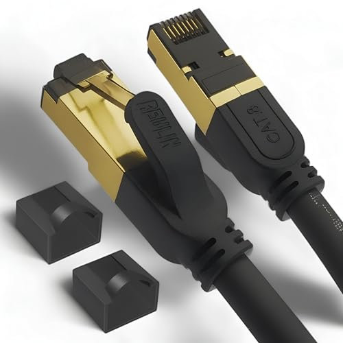 Reulin - PREMIUM Kupfer Litzenkabel RJ45 LAN Cat 8 Ethernet Kabel SSTP 40 Gbps kompatibel mit Routern Modems 4K 8K Smart TV Boxen Internet PS5 PS4 Xbox Konsolen Spielen (1 Meter)