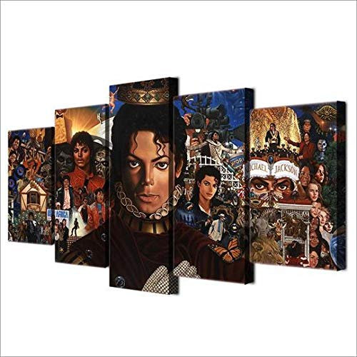104Tdfc Modernes Bild 5 teilig Bilder Puzzle Michael Jackson-Collage 3D Bilder Abstrakt 5 Teilig Wandbild 200x100cm Leinwandbild 5 TLG Kunstdruck Wandbilder Poster Wanddekoration