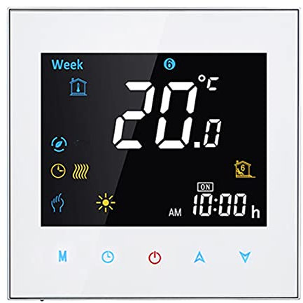 Termostato WiFi Beca BHT-3000GCLW Touch screen LCD 3A Riscaldamento della caldaia Termostato di controllo della programmazione intelligente con connessione WIFI Bianco