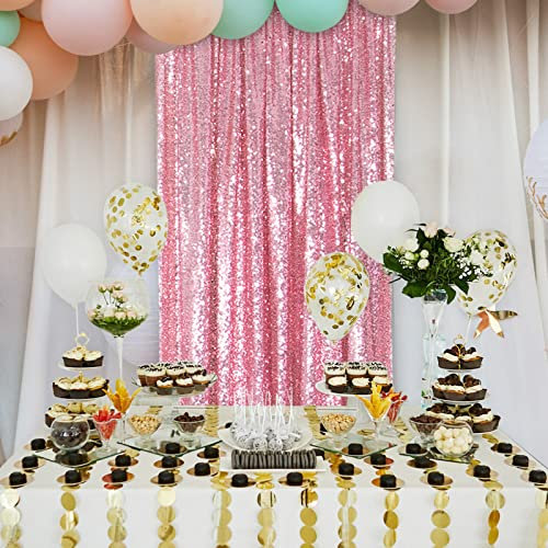ShinyBeauty Pailletten-Vorhänge, Hintergrund 0,6 x 2,4 m, Fuchsia Pink Glitzer Vorhänge Paillettenstoff Fotohintergrund Rosa Gold Hochzeit Babyparty Dekor Geburtstag Hintergrund