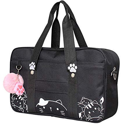 Damen Japanische Handtasche Niedlich Anime Katze Druck Messenger Bag Große Kapazität Schultasche Teens JK Uniform Handtasche