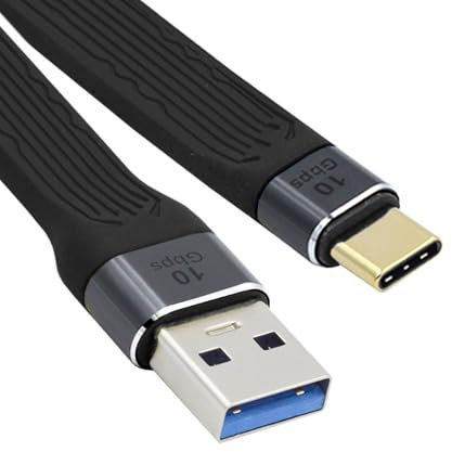 cablecc Cable de datos USB 3.1 tipo C macho a USB 3.0 tipo A macho, plano y delgado, FPC, de 10 Gbps, para laptop y teléfono