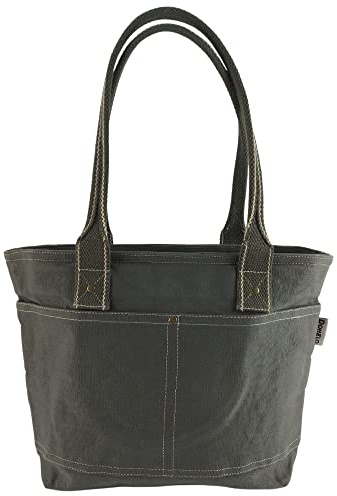 Domelo Damen Handtasche, Canvas Shopper, große Schultertasche, Khakigrün