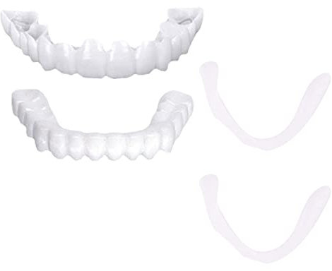 1 Pairs Instant Veneers Dentures Fake Teeth Braces Whitening Cosmetic Tooth Covering Snap on Smile Teeth Top and Bottom Clip in Veneers Teeth Temporary Upper and Lower False Teeth