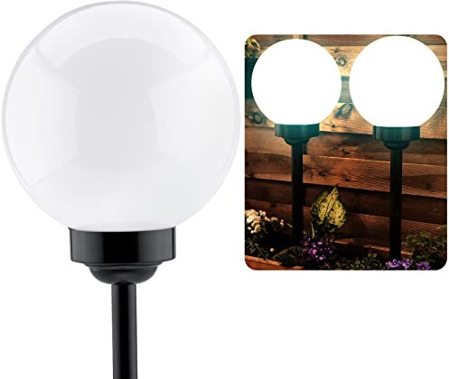 Volteno Solkula för trädgård, solkula, solkula, skymningssensor, utomhu, LED-golvlampa, IP44, vinterbeständig, kall vit, 6 000 K, 200 x 200 x 580