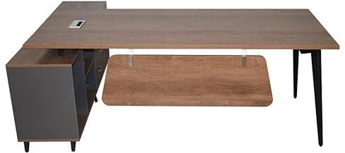 Jet-Line | Schreibtisch | Büro | San Paulo | rechts | 2.0 m | Winkel Schreibtisch | Büromöbel | Arbeitstisch | anthrazit Nussbaum | Winkelschreibtisch