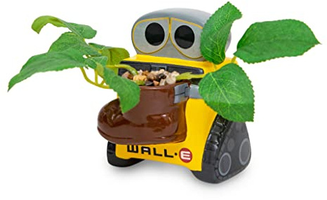 Silver Buffalo Disney Pixar Wall-E 4-Inch Ceramic Mini Planter with Artificial Succulent | Cute Small Flower Pot, Faux Indoor Plant for Desk Shelf