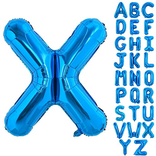 TONIFUL 40 Zoll großer Blau Buchstabe X Ballon, riesiger Buchstabenballon, großer Folienballon für Geburtstagsfeier, Jubiläumsdekoration