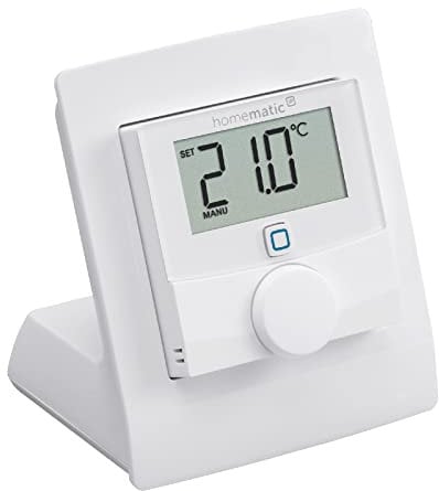 Homematic IP Smart Home Wandthermostat mit Luftfeuchtigkeitssensor + Tischaufsteller, digitales Thermostat Heizkörper/Fußbodenheizung, App, Alexa, Google Assistant, Temperaturmessung, Energie sparen