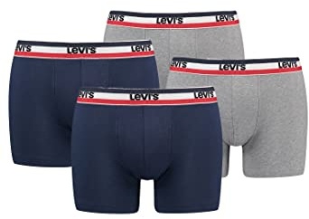 Levi's Sportswear Logo Herren Boxershorts Unterwäsche aus Bio-Baumwolle im 4er Pack, Farbe:Dress Blues, Bekleidungsgröße:M