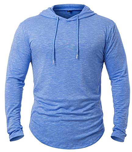 CARWORNIC Men's Quick Dry Hooded Tops Lightweight Running Hiking Athletic Hoodies Long Sleeve Thin Breathable Golf Top Active Sports Gym T-Shirt Men Outdoor Casual Fishing T Shirt Dark Blue