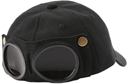 Casquette Pilote Avec Lunettes de Soleil - Visière Hip Hop Pour Hommes et Femmes - Noire