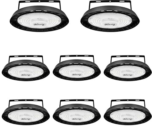 Blivrig 8PCS 200W LED UFO Hallenstrahler Industrielampe 6500K Kaltweiß 20000LM, 216 led Hängeleuchten 230V mit Kabel, IP65 Wasserdicht LED Pendelleuchten Innenbeleuchtung für Gymnasium, Fabriken