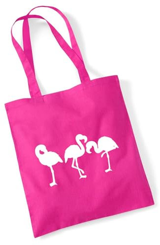 Huuraa Jutetasche Flamingos Silhouette Geschenk 10 Liter Fuchsia Baumwolle Flamingos Aufmerksamkeit