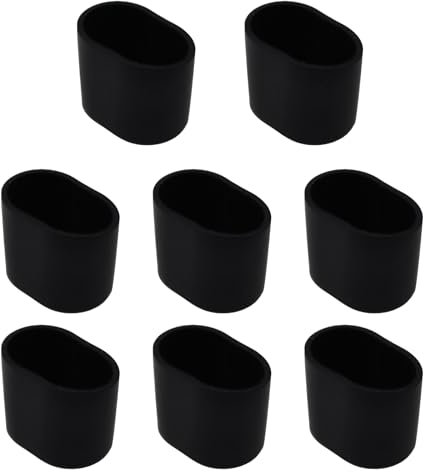 TTZEZE Ovale Stuhlbeinkappen, PVC-Tischfüße, Bodenschutz, flexible kleine Pad-Abdeckungen, Möbel-Stuhlfüße für Hartholzböden, Terrasse, Schreibtisch, schwarz, 15 x 25 mm