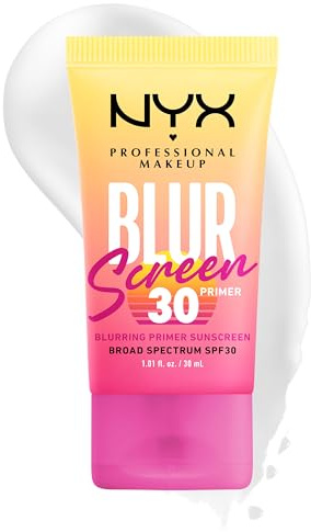 NYX PROFESSIONAL MAKEUP Blurscreen SPF 30 Primer, 3-in-1 Blurring Makeup Primer with Sunscreen, Vegan Formula with No White Cast or Greasy Feeling